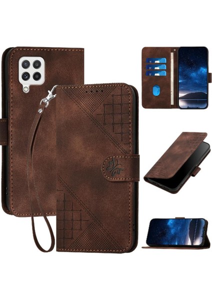 Ayrılabilir El Kayışı Kabartmalı Samsung Galaxy A22 4g Için Flip Case (Yurt Dışından)