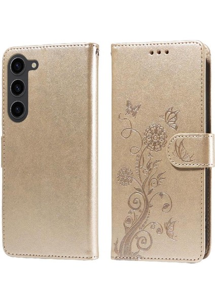 Samsung Galaxy S23 Deri Flip Kart Yuvaları Çiçek Için Flip Case (Yurt Dışından)