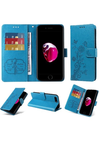 IPhone 6 Için Flip Case Artı Deri Kart Yuvaları Flip Çiçek (Yurt Dışından)