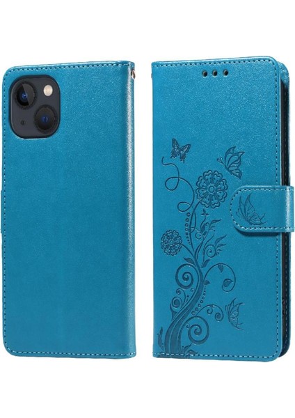 IPhone 13 Için Flip Case Çiçek Çevirme Deri Kart Yuvaları (Yurt Dışından)
