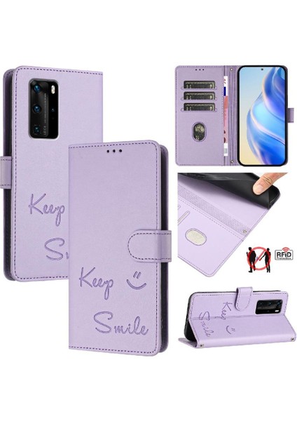 Huawei P40 Pro Flıp Kapak Için Rfıd Engelleme Pu Deri Kart Tutucu (Yurt Dışından)
