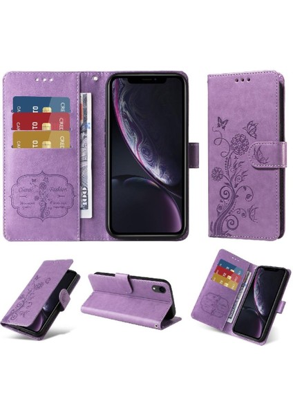 IPhone Xr Çiçek Deri Flip Kart Yuvaları Için Flip Case (Yurt Dışından)