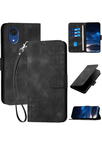 Ayrılabilir El Kayışı Kabartmalı Samsung Galaxy A03 Çekirdek Için Flip Case (Yurt Dışından)