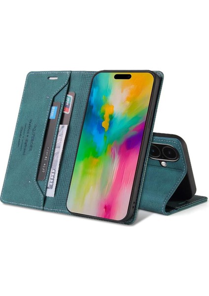 IPhone 16 Için Kılıf Premium Deri Premium Deri Kickstand Iki Kart (Yurt Dışından)