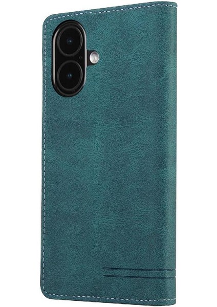IPhone 16 Için Kılıf Premium Deri Premium Deri Kickstand Iki Kart (Yurt Dışından)