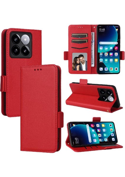 Xiaomi 14T Manyetik Pu Deri Yan Toka Cüzdan Kart Yuvaları Için Flip Case (Yurt Dışından)