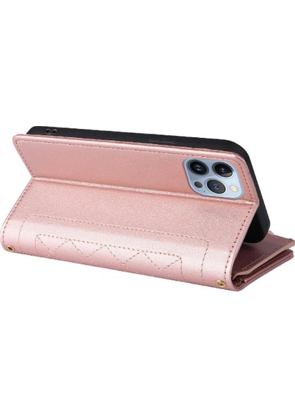 IPhone 15 Pro Cüzdan Darbeye Dayanıklı Kayış Kart Yuvaları Için Flip Case (Yurt Dışından)