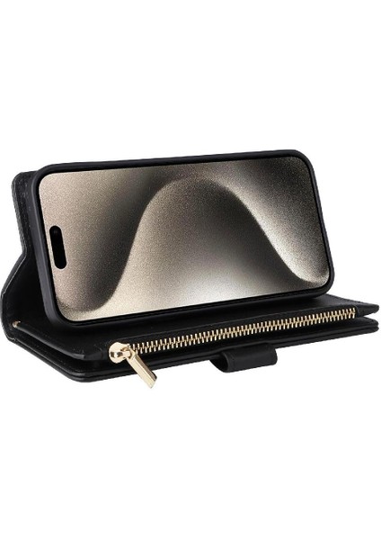 IPhone 15 Için Flip Case Pro Max Darbeye Kart Yuvaları Cüzdan Kayış (Yurt Dışından)