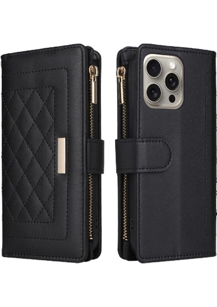 IPhone 15 Için Flip Case Pro Max Darbeye Kart Yuvaları Cüzdan Kayış (Yurt Dışından)
