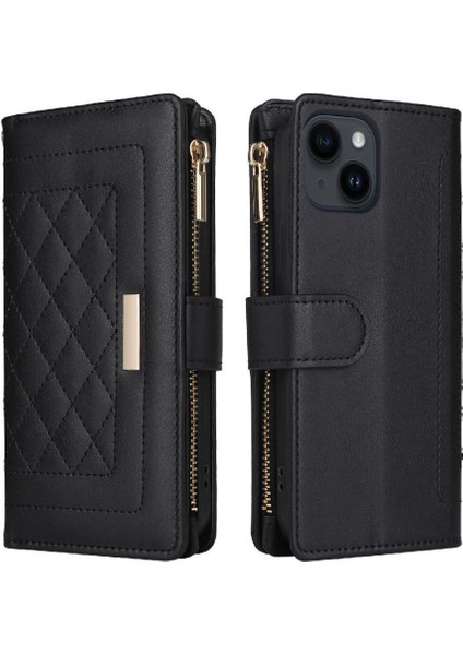 IPhone 15 Için Flip Case Artı Darbeye Cüzdan Kart Yuvaları Kayış (Yurt Dışından)