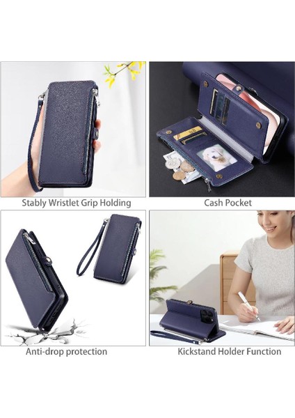 Lg K40 9 Kart Yuvaları Için Crossbody Durumda Uzun Kordon Fermuar Faturaları Yuvası (Yurt Dışından)