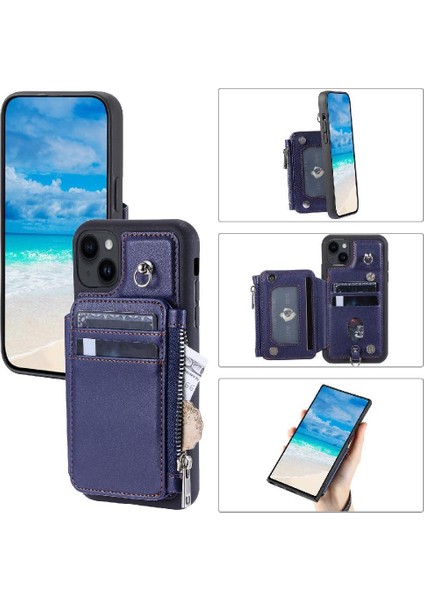 Cüzdan Kılıf IPhone 13 Mini Kickstand Pu Deri Flip Folio Kılıf 3 Kart (Yurt Dışından)