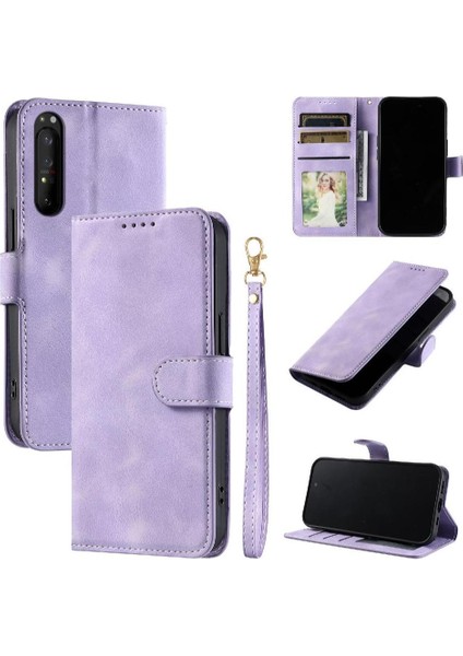 Sony Xperia 1 Iv Bilek Kayışı Cüzdan Kart Yuvaları Için Flip Case Pu Deri (Yurt Dışından)