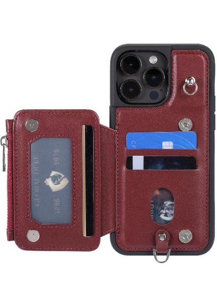 Cüzdan Kılıf IPhone 14 Pro Pu Deri 3 Büyük Kart Flip Folio Kılıf Rfıd (Yurt Dışından)