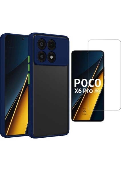 Xiaomi Poco X6 Pro Uyumlu Kılıf Mat Buzlu Telefon Kılıfı ve Temperli Cam Ekran Koruyucu