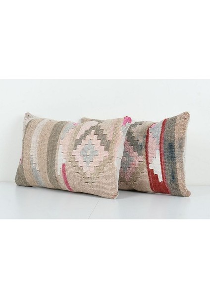 Kahverengi Renkli Geometrik El Dokuma Kilim Kırlent Kılıf 30 x 45 cm modelleri