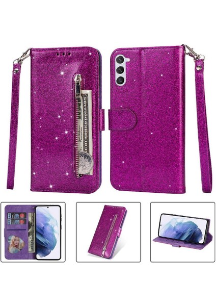 Samsung Galaxy S24 Artı Manyetik Kapatma Pu Kılıf Için Fermuarlı Cebi Durumda (Yurt Dışından)