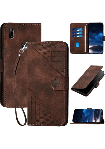 Huawei P Akıllı Z Için Flip Case Kabartmalı Kelebek Yüksek Kaliteli Deri ve (Yurt Dışından)