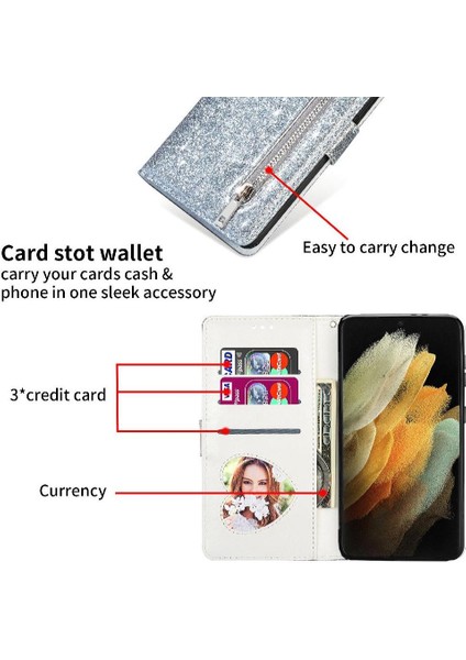 Samsung Galaxy S24 Için Fermuar Cep Durumda Ultra Glitter Cüzdan Kılıf Kartı (Yurt Dışından) indirimleri