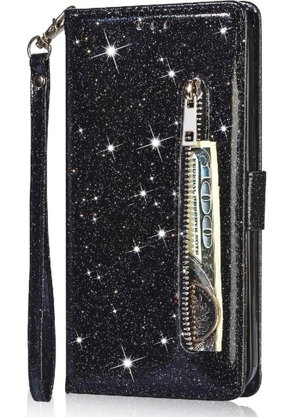 Samsung Galaxy S24 Için Fermuar Cep Durumda Ultra Glitter Cüzdan Kılıf Kartı (Yurt Dışından)