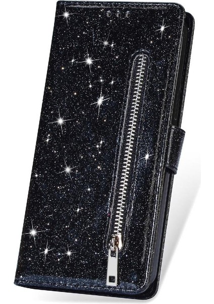 Samsung Galaxy S24 Için Fermuar Cep Durumda Ultra Glitter Cüzdan Kılıf Kartı (Yurt Dışından)