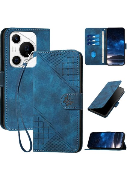 Huawei Pura 70 Pro Için Flip Case Kabartmalı Kelebek Yüksek Kaliteli Deri (Yurt Dışından)