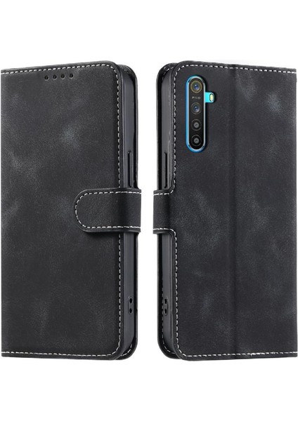 Realme 6 Pu Deri Cüzdan Kart Yuvaları Için Flip Case Bilek Kayışı Manyetik (Yurt Dışından)