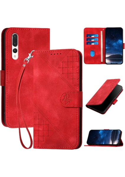 Huawei P20 Pro Için Flip Case ve Kredi Kartı Yuvası ile Kabartmalı Kelebek (Yurt Dışından)