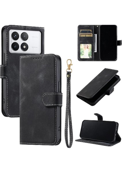 Xiaomi Redmi K70 Bilek Kayışı Için Flip Case Kickstand Cüzdan Kart Yuvaları Pu (Yurt Dışından)