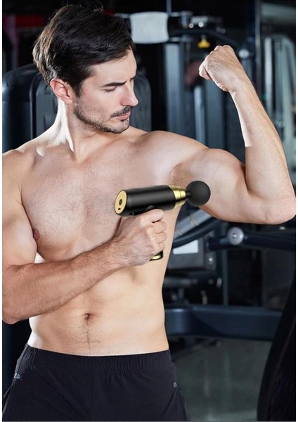 Şarjlı 4 Başlıklı Darbeli Titreşimli Masaj Tabancası Masaj Aleti 6 Kademeli Siyah fırsatları