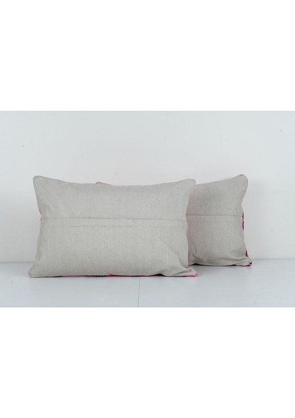 Pembe Renkli Geometrik El Dokuma Kilim Kırlent Kılıf 40 x 60 cm modelleri