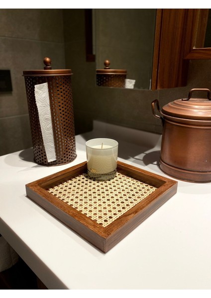 Rattan Hazeran Kare Tepsi Eskitme MODEL-24X24 cm (%100 Doğal Hazeran)