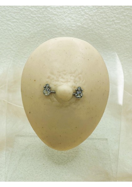 Cerrahi Çelik Gümüş Rengi Göğüs Ucu Piercing Küpe
