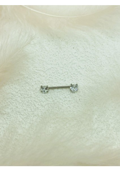 Cerrahi Çelik Gümüş Rengi Göğüs Ucu Piercing Küpe