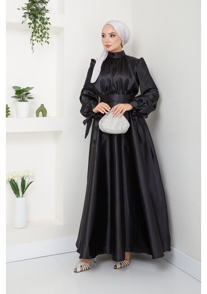 Kadın Giyim Moda Tesettür Saten Uzun Abiye Elbise 2746 fiyatları