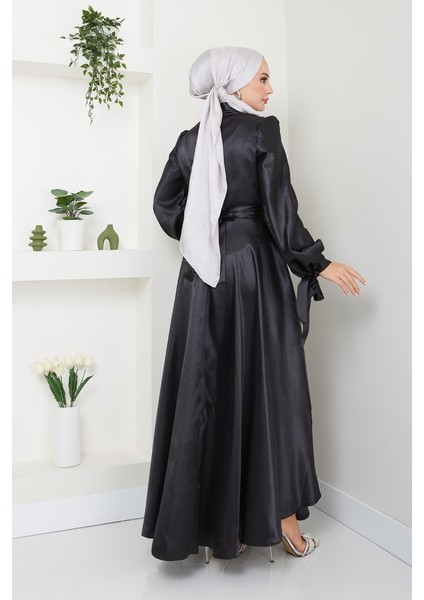 Kadın Giyim Moda Tesettür Saten Uzun Abiye Elbise 2746 fırsatları