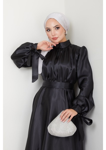 Kadın Giyim Moda Tesettür Saten Uzun Abiye Elbise 2746 indirimleri