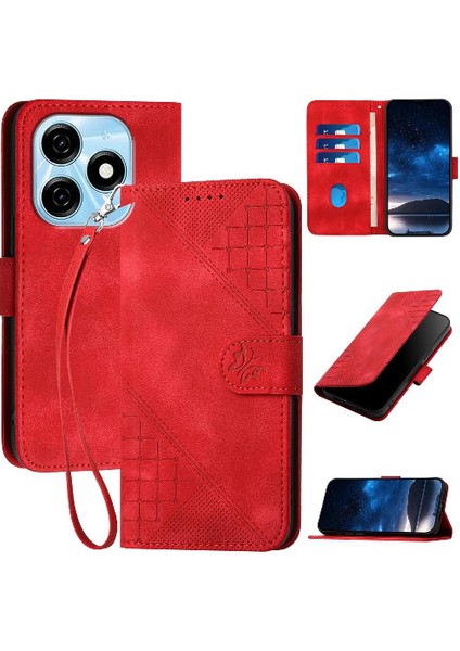 Tecno Spark 20 Kabartmalı Kelebek Yüksek Kaliteli Deri Telefon Için Flip Case (Yurt Dışından)