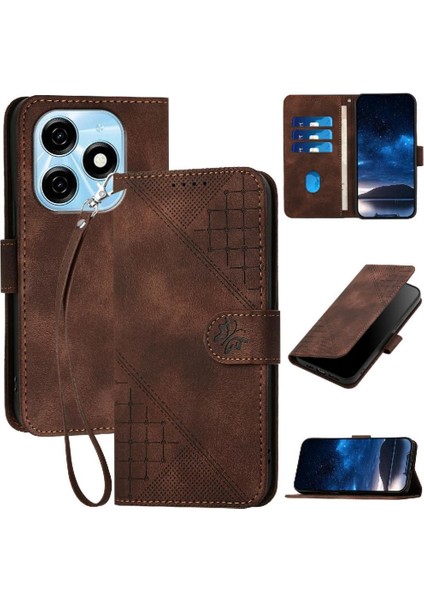 Tecno Spark 20 Kabartmalı Kelebek Yüksek Kaliteli Deri Telefon Için Flip Case (Yurt Dışından)