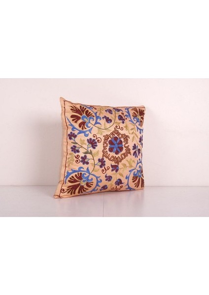 Çiçek Desenli Vintage Etnik Suzani Kırlent Kılıfı El Işlemesi Ipek Kırlent Kılıf fiyatları