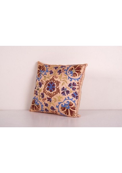 Çiçek Desenli Vintage Etnik Suzani Kırlent Kılıfı El Işlemesi Ipek Kırlent Kılıf modelleri