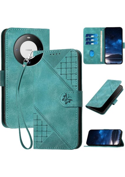 Huawei Mate 60 Için Flip Case ve Kredi Kartı Yuvası ile Kabartmalı Kelebek (Yurt Dışından)
