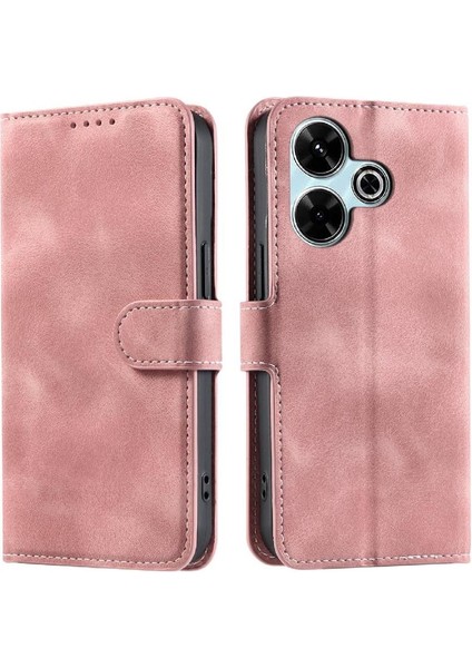 Xiaomi Poco M6 4g Manyetik Kickstand Bilek Kayışı Pu Deri Için Flip Case (Yurt Dışından)