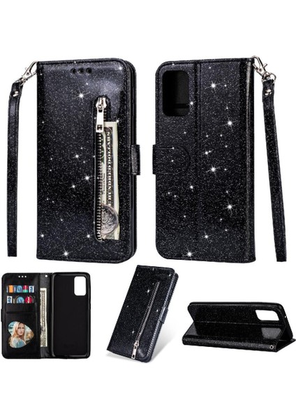 Samsung Galaxy Için Fermuarlı Cebi Durumda A52S 5g Glitter Cüzdan Kılıf Kart Pu (Yurt Dışından)