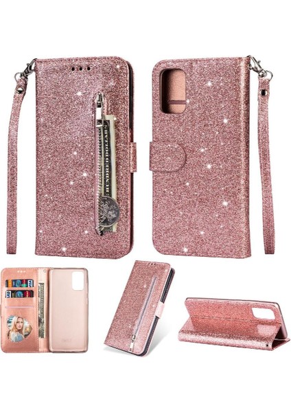 Samsung Galaxy Için Fermuarlı Cebi Durumda A52S 5g Glitter Cüzdan Kılıf Kart Pu (Yurt Dışından)
