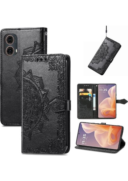 Motorola Moto G45 Basit Iş Zarif Desen Deri Için Flip Case (Yurt Dışından)