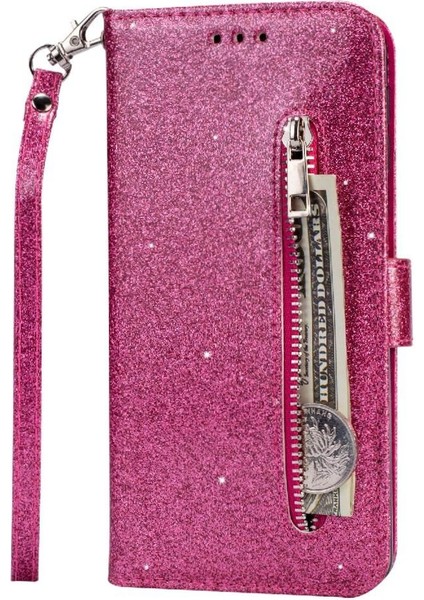 Samsung Galaxy A30S Pu Deri Glitter Cüzdan Kılıf Için Fermuarlı Cebi Durumda (Yurt Dışından) modelleri