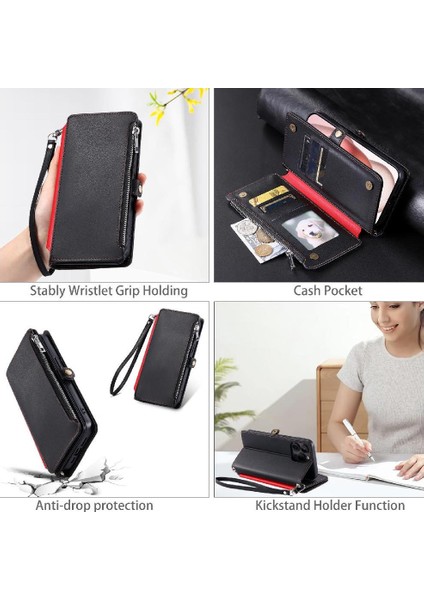 Samsung Galaxy S23 Artı 9 Kart Yuvaları Için Crossbody Durumda Fermuar Faturaları Yuvası (Yurt Dışından)