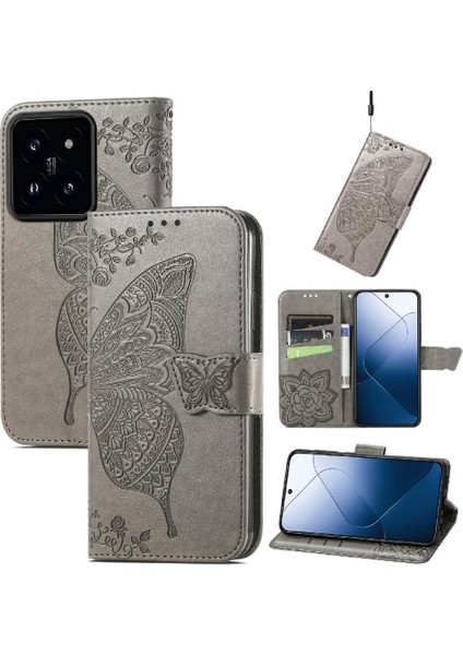 Xiaomi 14T Kelebek Kanat Çok Renkli Cüzdan Iş Için Kılıf (Yurt Dışından)