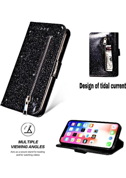 IPhone Xs Max Kart Tutucu Manyetik Kapatma Cüzdan Için Fermuarlı Cebi Durumda (Yurt Dışından) fırsatları
